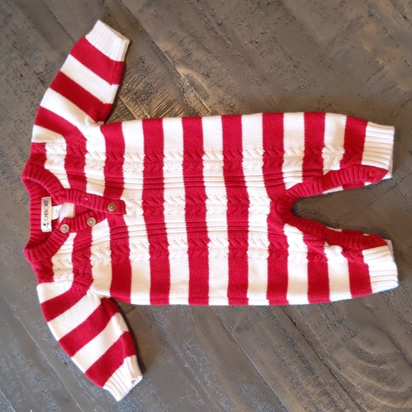 Cherokee stripe knit sweater romper - Picture 1 of 3